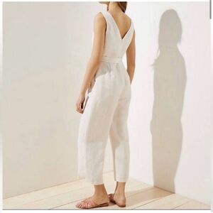 Loft Linen Blend Belted Jumpsuit